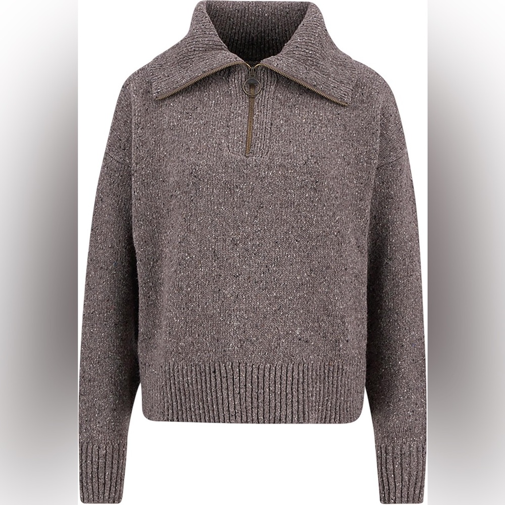 NWOT Barbour Lavensdale Half-Zip Brown Sweater XS